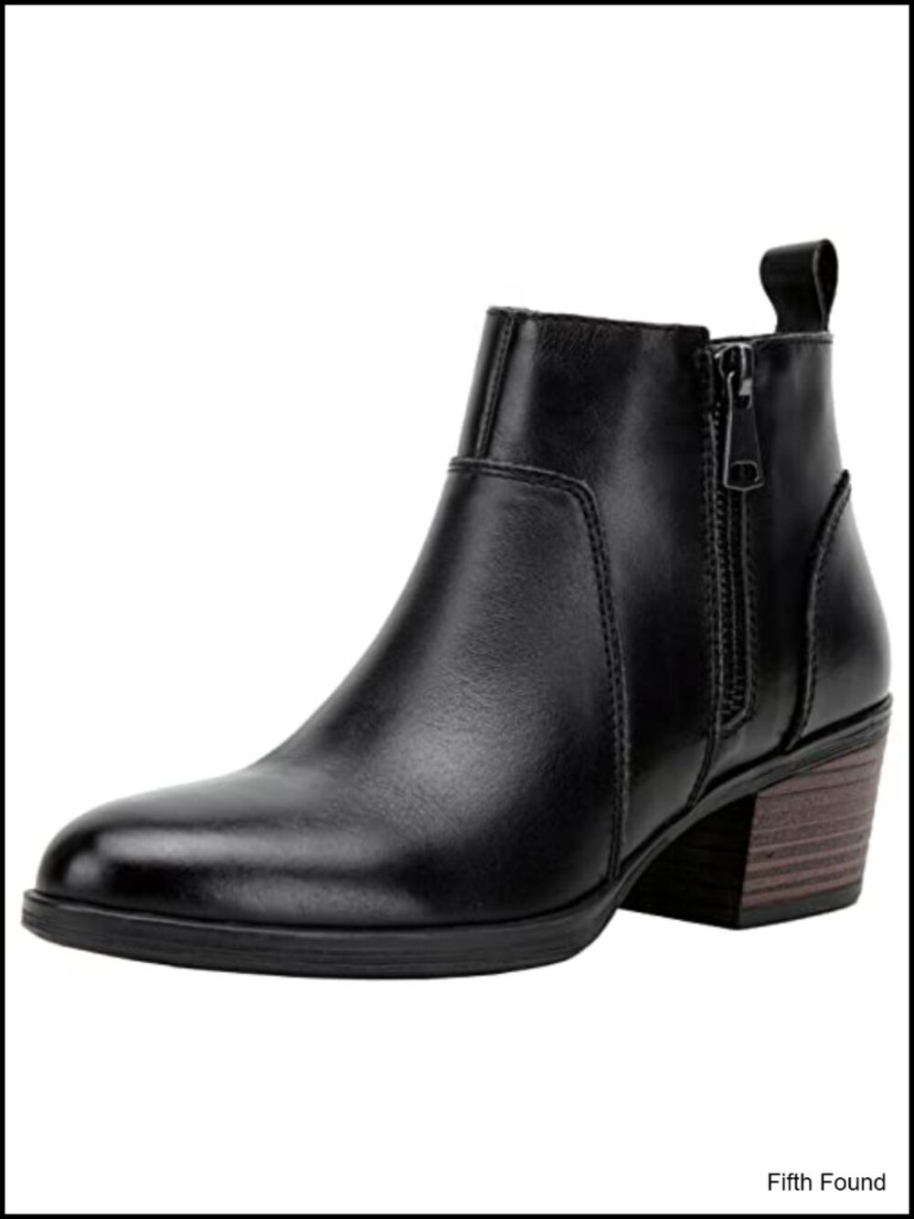 Genuine Leather Low Heel Ankle Boots Zip Block Heel Booties